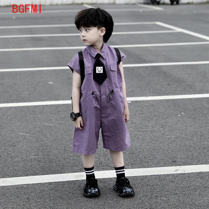 Baby Clothing For Boys - Dziecięce letnie szorty ogrodniczki Capri chłopięce