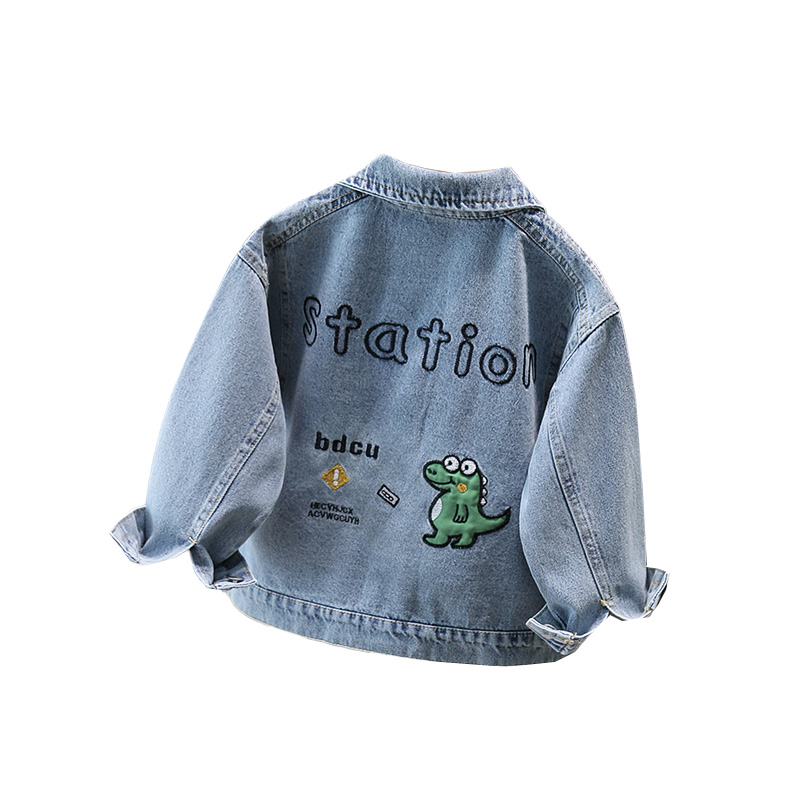 Baby Clothing For Boys - Urocza dziecięca kurtka dżinsowa z dinozaurem